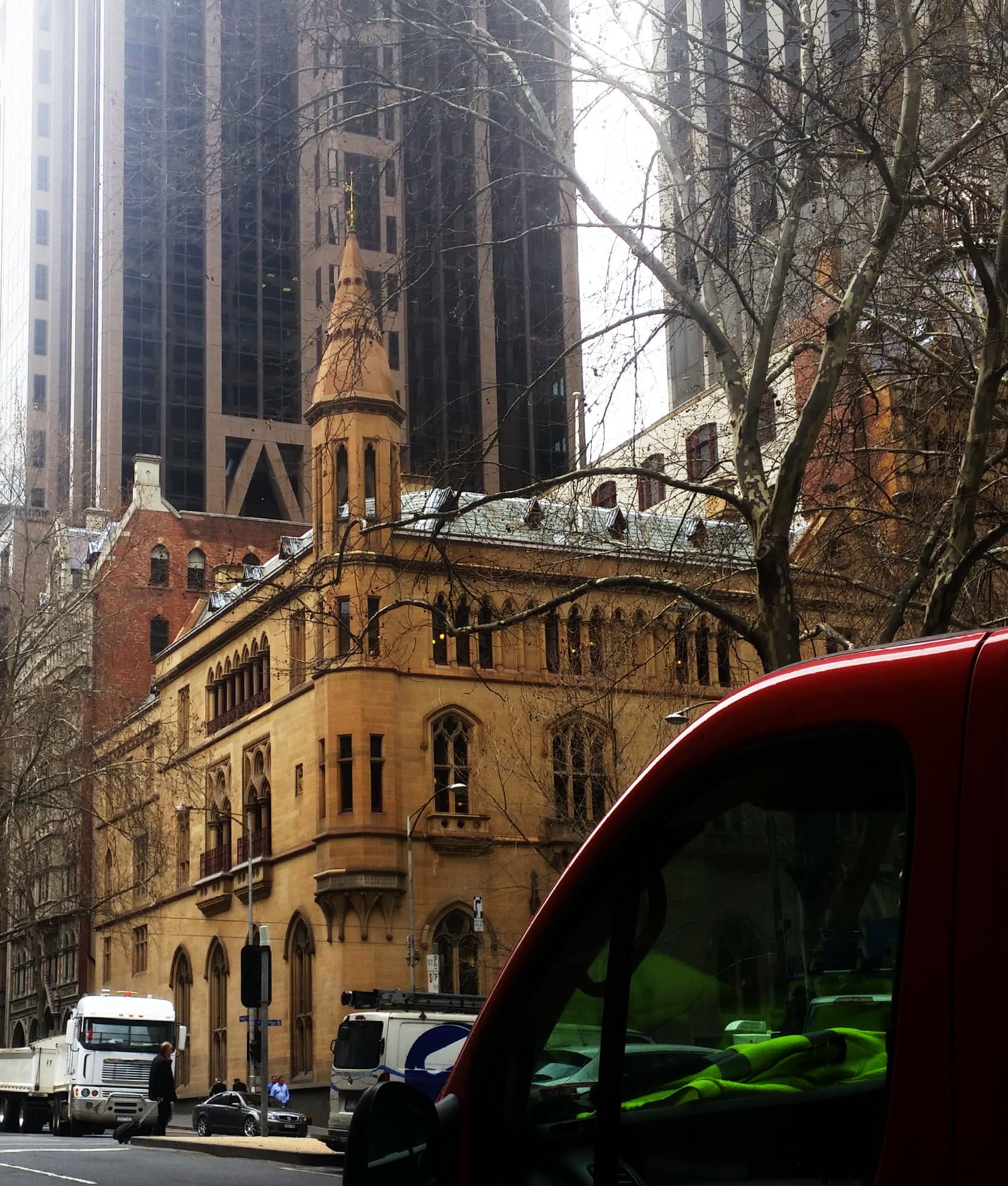 Gothic Revival building on Collins and Queen Streets, Melbourne, Victoria, Australia.jpg