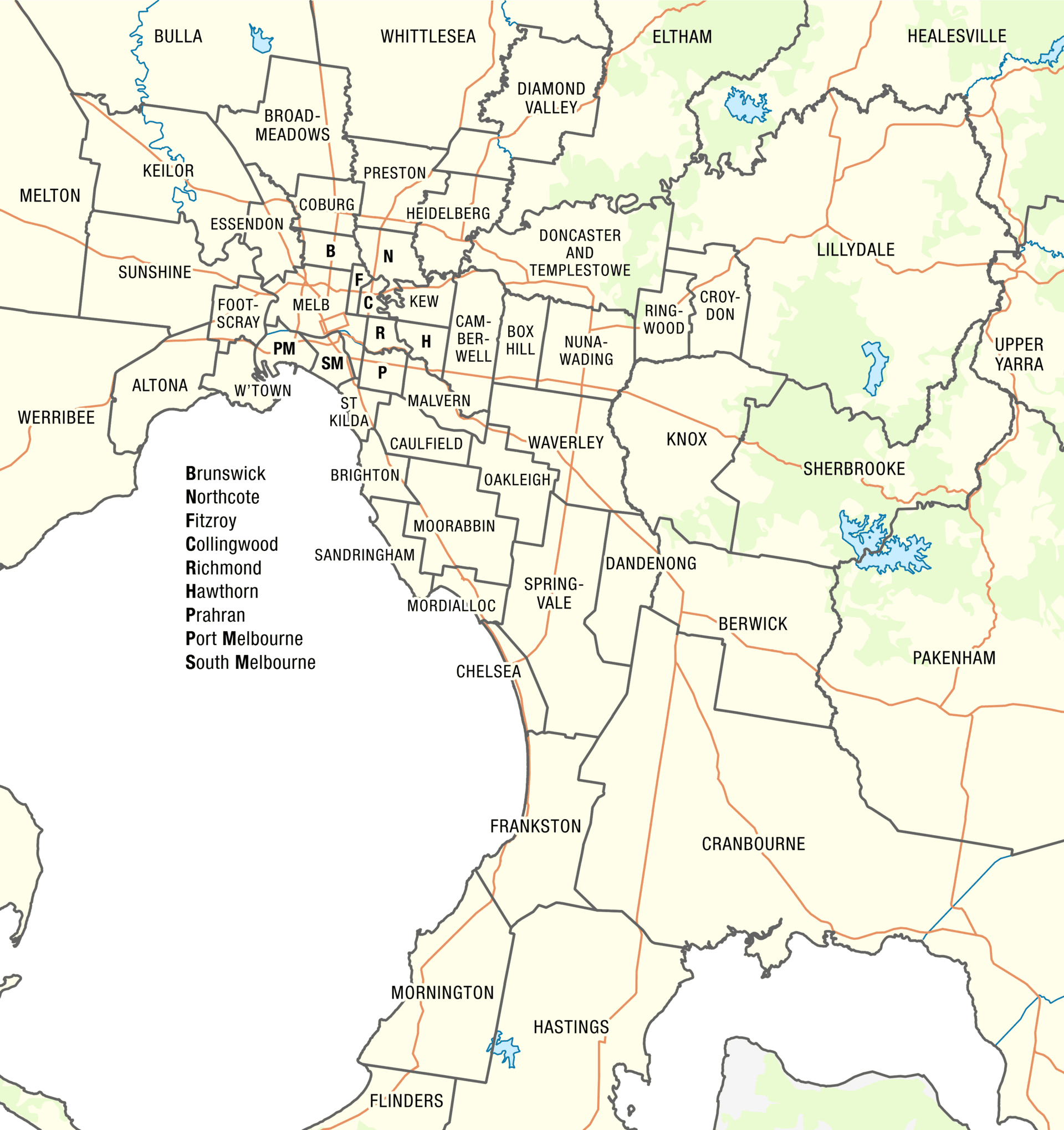 Greater Melbourne LGAs 1 October 1993 labelled map.png